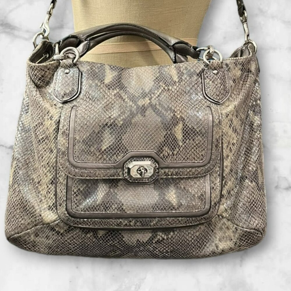 Coach Campbell Exotic Python Leather Izzy Fashion Satchel F24852